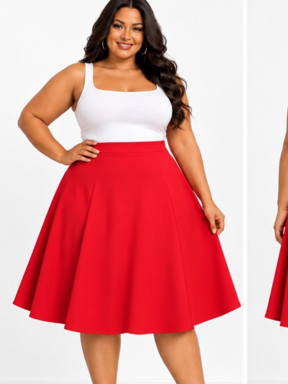 Emily Women's Classic Dress Skirt Plus Fashion Red A Line-Flare Midi Size 20w